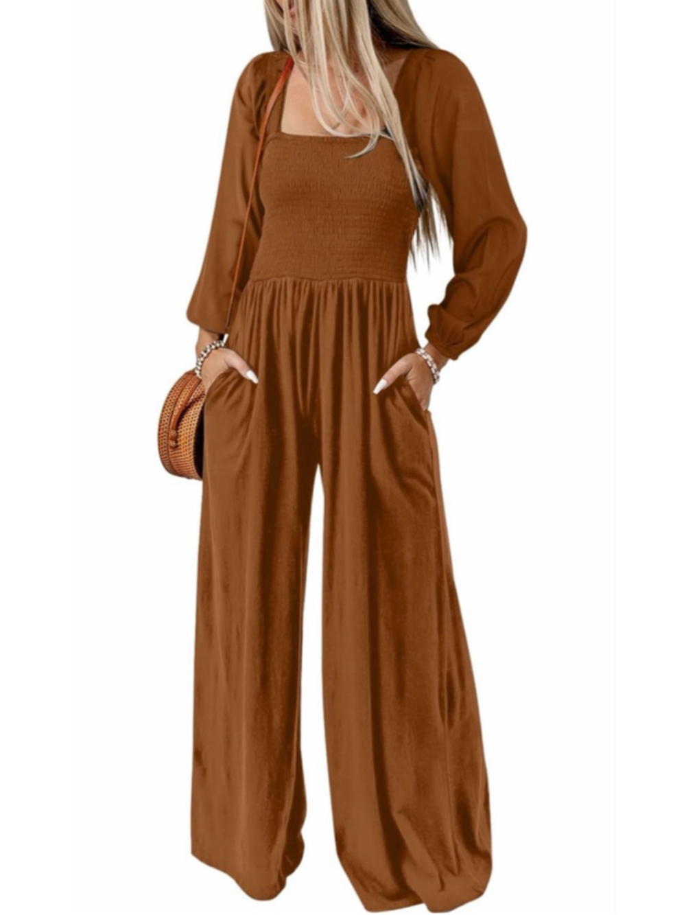 NEW Loose Overalls Jumpsuits 1 Pc Wide Leg Pockets L